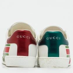 Gucci White Leather Interlocking G Ace Sneakers Size 37.5