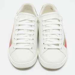 Gucci White Leather Interlocking G Ace Sneakers Size 37.5