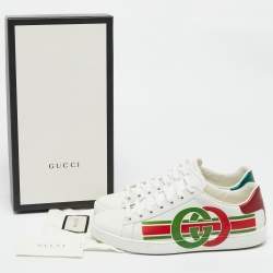 Gucci White Leather Interlocking G Ace Sneakers Size 37.5