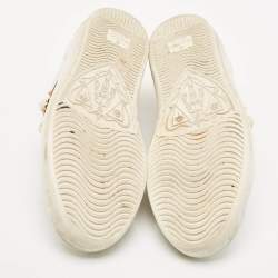 Gucci White Leather and Python Embossed Ace Lace Up Sneakers Size 38.5
