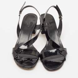 Pre Owned Gucci Black Patent Ankle Strap Sandals Size 38.5
