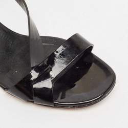 Pre Owned Gucci Black Patent Ankle Strap Sandals Size 38.5