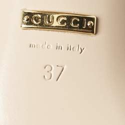 Pre Owned Gucci Brown Leather Interlocking G Slide Sandals Size 37