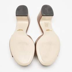 Pre Owned Gucci Brown Leather Interlocking G Slide Sandals Size 37