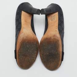 Gucci Grey/Black GG Canvas Interlocking Logo Round Toe Pumps Size 40.5