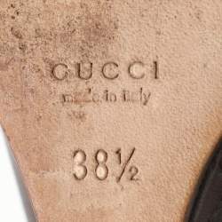 Gucci Brown Leather Wedge Round Toe Pumps Size 38.5