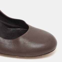 Gucci Brown Leather Wedge Round Toe Pumps Size 38.5