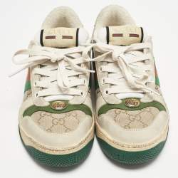 Gucci Beige Nubuck and GG Canvas CC Screener Sneakers Size 36.5