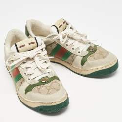 Gucci Beige Nubuck and GG Canvas CC Screener Sneakers Size 36.5