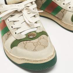 Gucci Beige Nubuck and GG Canvas CC Screener Sneakers Size 36.5