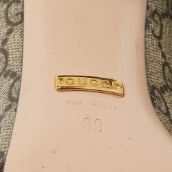 Pre Owned Gucci Beige/Brown GG Sumpreme Canvas and Leather Block Heel Pumps Size 39