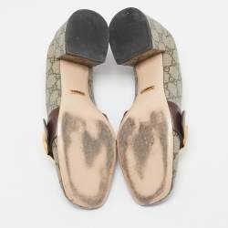 Pre Owned Gucci Beige/Brown GG Sumpreme Canvas and Leather Block Heel Pumps Size 39