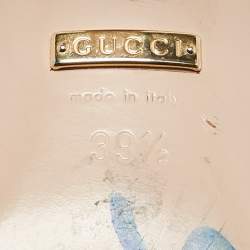 Pre Owned Gucci Off White Leather Matelasse GG Marmont Slide Sandals Size 39.5