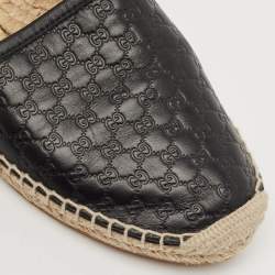 Pre Owned Gucci Black Microguccissima Leather Espadrille Flats Size 38