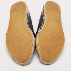 Pre Owned Gucci Black Microguccissima Leather Espadrille Flats Size 38