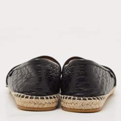 Pre Owned Gucci Black Microguccissima Leather Espadrille Flats Size 38