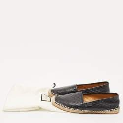 Pre Owned Gucci Black Microguccissima Leather Espadrille Flats Size 38