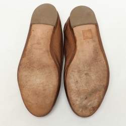 Gucci Metallic Brown Leather Bow GG Interlocking Ballet Flats Size 38.5