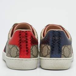 Pre Owned Gucci Beige/Brown GG Supreme Canvas Ace Sneakers Size 37