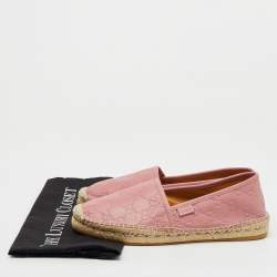Pre Owned Gucci Pink Guccissima Leather Espadrille Flats Size 39