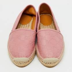 Pre Owned Gucci Pink Guccissima Leather Espadrille Flats Size 39