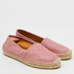 Pre Owned Gucci Pink Guccissima Leather Espadrille Flats Size 39