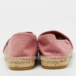 Pre Owned Gucci Pink Guccissima Leather Espadrille Flats Size 39