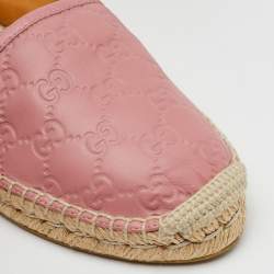 Pre Owned Gucci Pink Guccissima Leather Espadrille Flats Size 39