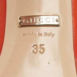 Gucci Orange Leather Horsebit Peep Toe Pumps Size 35