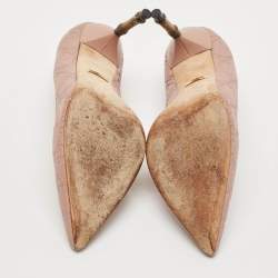  Gucci Pale Pink Guccissima Leather Kristen Bamboo Heel Pointed Toe Pumps Size 38