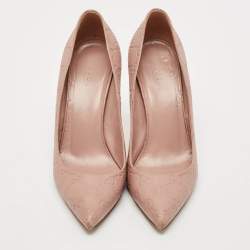 Gucci Pale Pink Guccissima Leather Kristen Bamboo Heel Pointed Toe Pumps Size 38