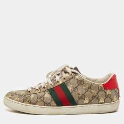 Gucci Brown/Beige GG Supreme Canvas Ace Bee Lace Up Sneakers Size 37.5