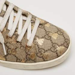 Gucci Brown/Beige GG Supreme Canvas Ace Bee Lace Up Sneakers Size 37.5