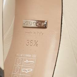 مملوكة مسبقًا Gucci Cream Leather GG Platform Slide Sandals Size 36.5