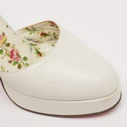 Pre Owned Gucci White Leather Agon Block Heel Platform Pumps Size 37.5