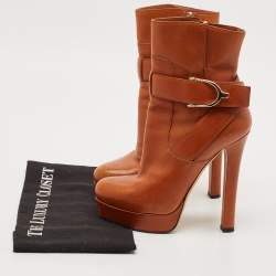Gucci Brown Leather Wimbledon Ankle Length Boots Size 35.5