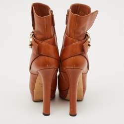 Gucci Brown Leather Wimbledon Ankle Length Boots Size 35.5