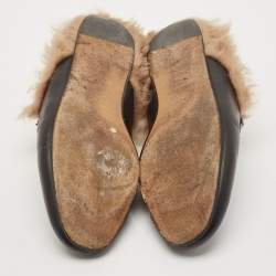 Gucci Black Leather And Fur Princetown Mule Sandals Size 39