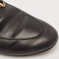 Gucci Black Leather And Fur Princetown Mule Sandals Size 39