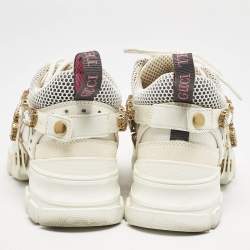 Gucci White Leather and Mesh Flashtrek Chunky Sneakers Size 36