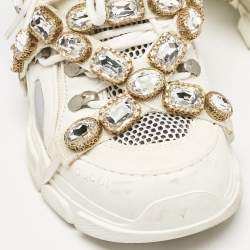 Gucci White Leather and Mesh Flashtrek Chunky Sneakers Size 36