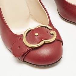 Gucci Red Leather GG Buckle Pumps Size 38.5