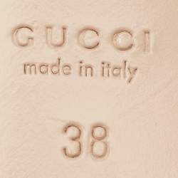 Pre Owned Gucci Black/Grey Python Embossed Leather Interlocking G Cut Out Flat Slides Size 38