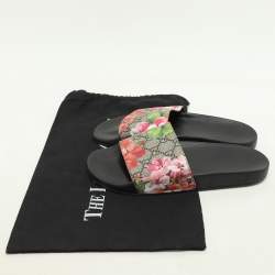 Gucci Multicolor GG Floral Canvas Flat Slides Size 38 