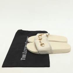 Gucci Cream Perforated Leather Horsebit Flat Slide Size 38