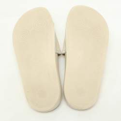 Gucci Cream Perforated Leather Horsebit Flat Slide Size 38
