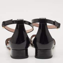 Gucci Black Patent Leather Horsebit Ankle Strap Sandals Size 40