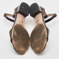Gucci Black Patent Leather Horsebit Ankle Strap Sandals Size 40