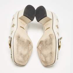 Gucci Cream Leather GG Marmont Fringe Block Heel Pumps Size 37