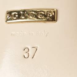 Gucci Cream Leather GG Marmont Fringe Block Heel Pumps Size 37